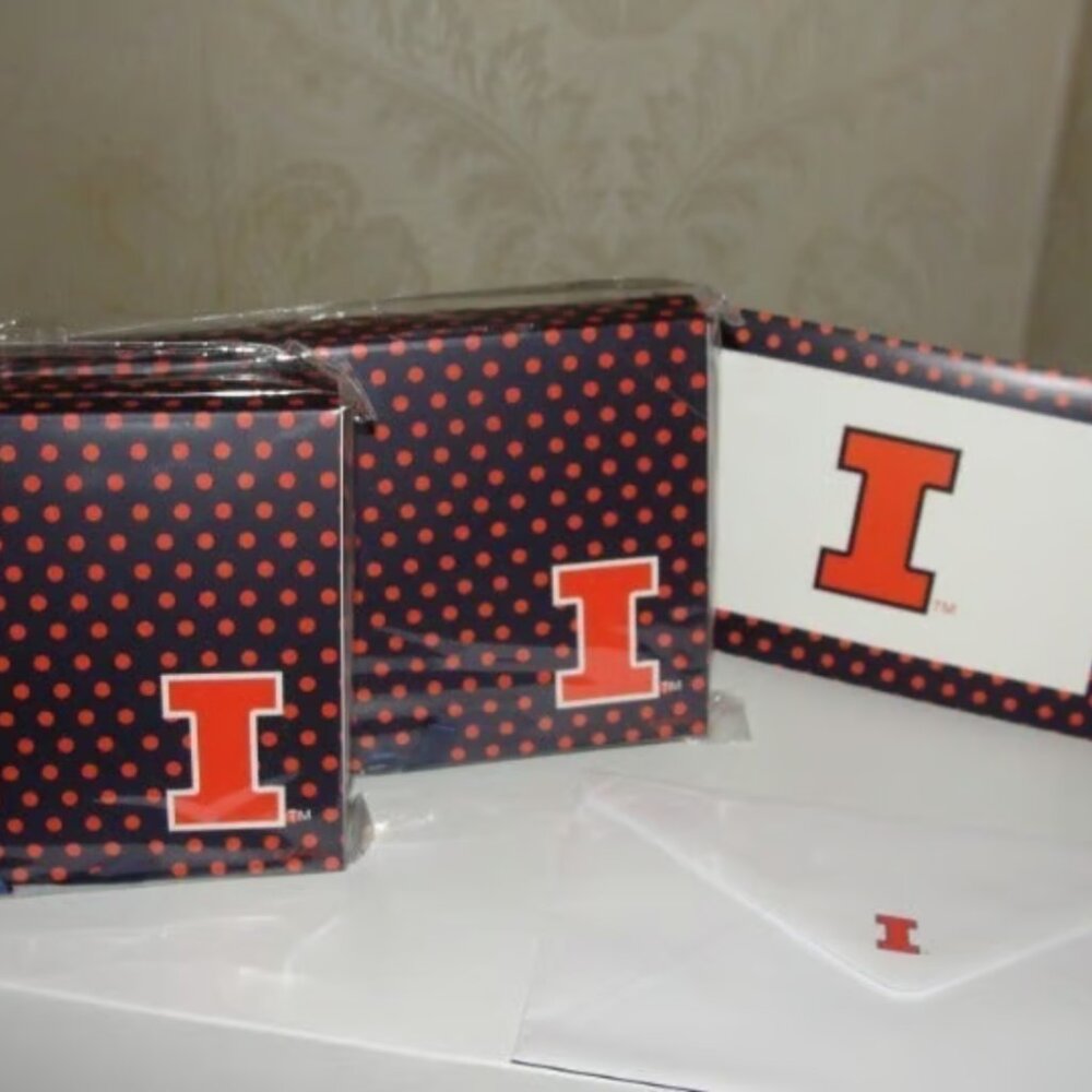 Illinois Fighting Illini Blue & Orange note stationery cards 2 boxes x 8